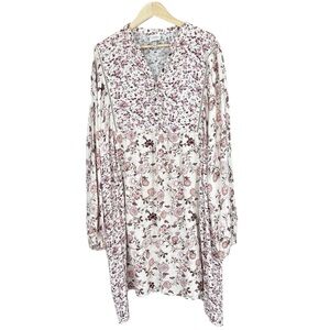 Womens Patchwork Dress Long Sleeve V Neck Size Large Prairie Cottagecore Peasant